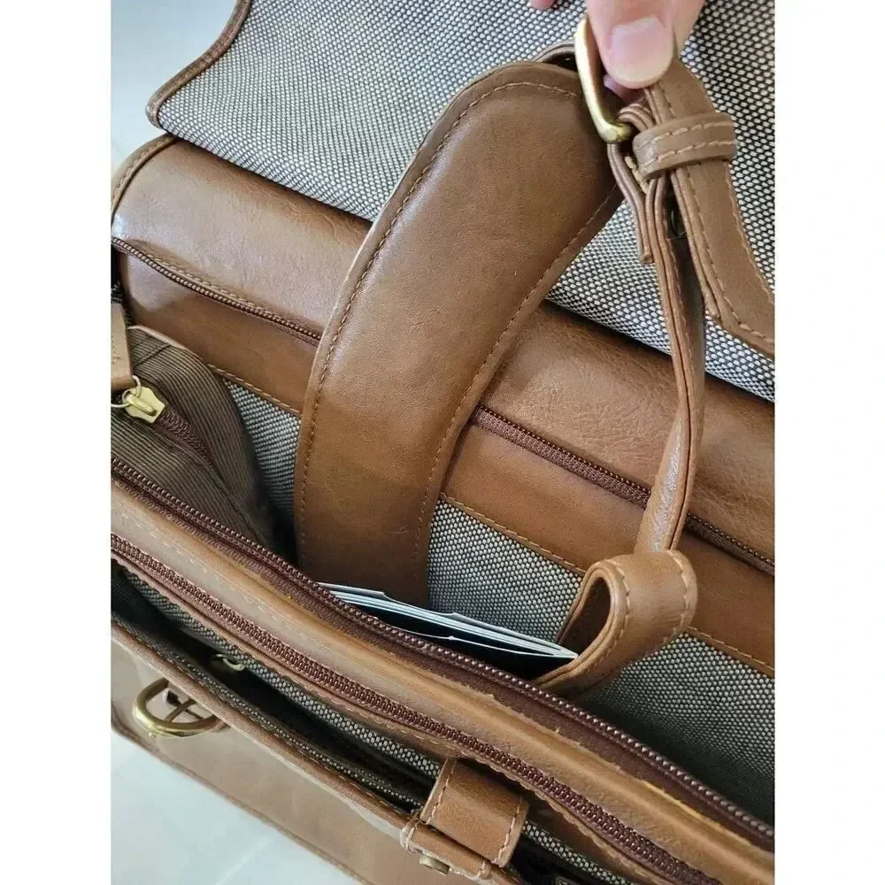 Hidesign By Scully H293 Flap Over Laptop Briefcase Brown NWT